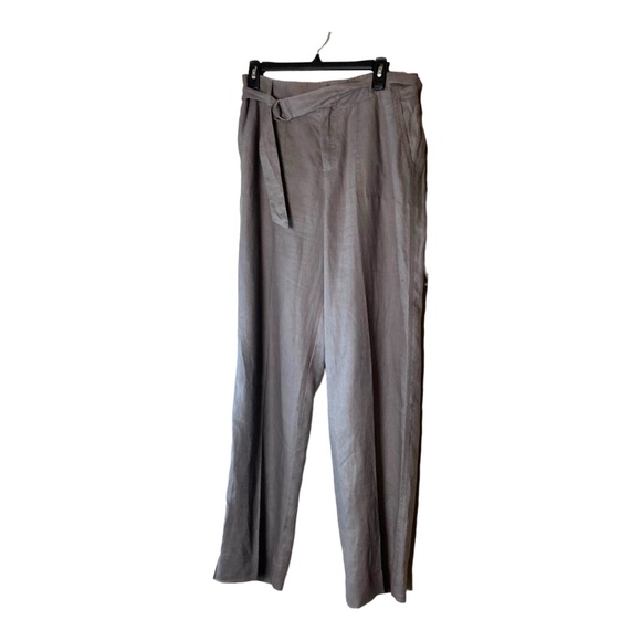 Tahari 100# Linen Trouser Pants Silver Gray Size 8 - Picture 1 of 9